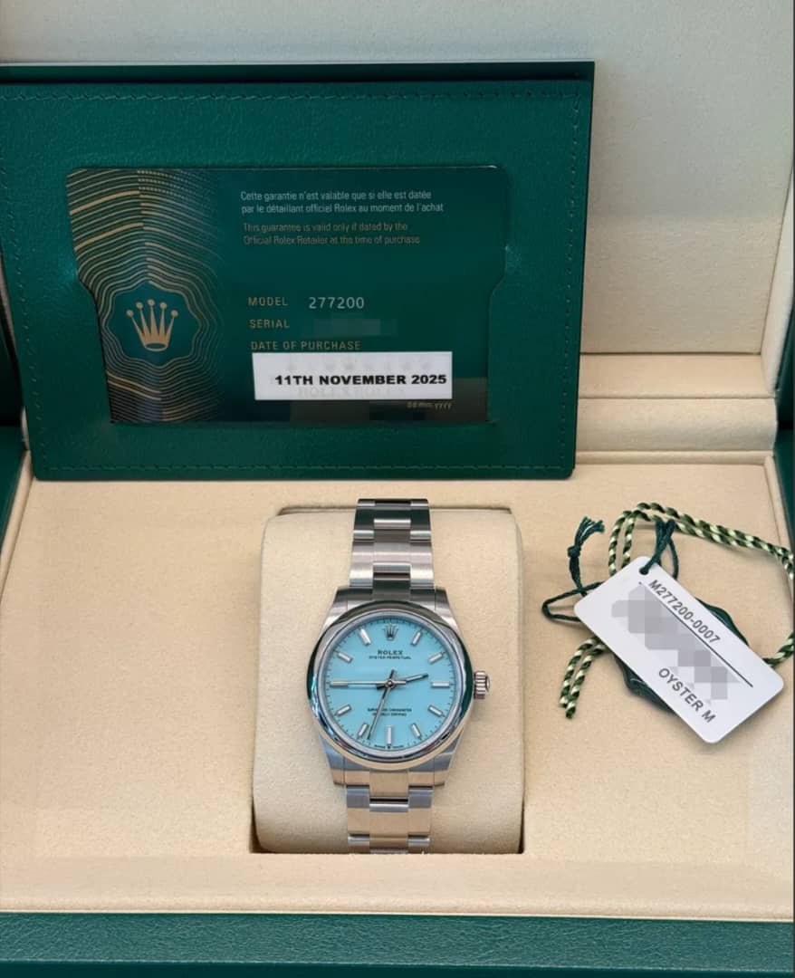 Rolex Oyster Perpetual 31mm "Tiffany" Turquoise Blue Dial Smooth Domed Bezel Oyster Bracelet 277200 | 2025 New Full Set — The Most Coveted OP Dial - Image 10