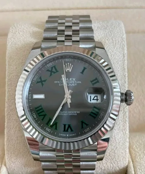 Rolex Datejust 41 "Wimbledon" Slate Green Roman Dial Fluted Bezel Jubilee 126334 | 2024 Unworn