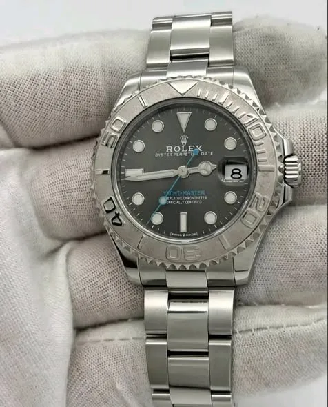 Rolex Yacht-Master 37mm "Rolesium" Rhodium Dial 950 Platinum Bidirectional Bezel Oyster Bracelet 268622 | 2021 Full Set
