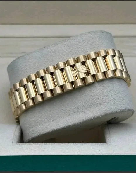 Rolex Day-Date 36mm White Mother of Pearl Diamond & Baguette Dial Fluted Bezel Solid 18k Yellow Gold President Bracelet 128238 | 2025 Mint Full Set - Image 5