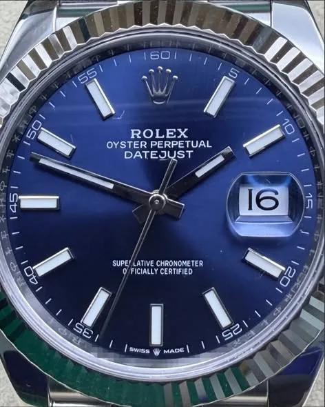 Rolex Datejust 41mm Blue Sunray Stick Dial 18k White Gold Fluted Bezel Jubilee Bracelet 126334 | 2022 Full Set - Image 3
