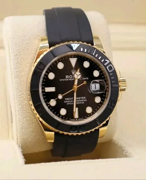 Rolex Yacht-Master 42mm Black Dial Matte Black Cerachrom Bidirectional Bezel Solid 18k Yellow Gold Oysterflex Strap 226658 | 2024 Mint Full Set