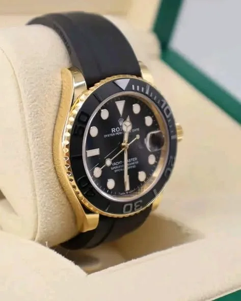 Rolex Yacht-Master 42mm Black Dial Matte Black Cerachrom Bidirectional Bezel Solid 18k Yellow Gold Oysterflex Strap 226658 | 2024 Mint Full Set - Image 2