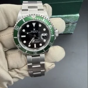 Rolex Submariner Date "Kermit" 40mm Black Maxi Dial Anniversary Green Aluminum Bezel Oyster Bracelet 16610LV | 2007 Full Set — Serviced June 2026, Pressure Tested