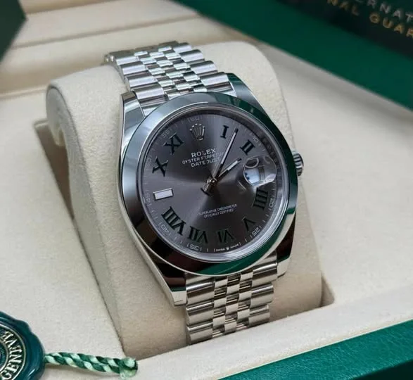 Rolex Datejust 41 Slate Roman Dial Smooth Bezel Jubilee Bracelet 126300 | 2024 Like New