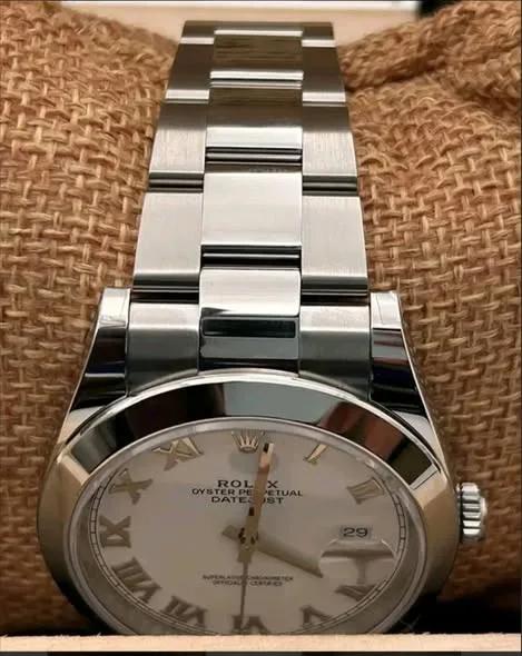 Rolex Datejust 41 White Roman Dial Smooth Bezel Jubilee Bracelet 126300 | 2023 New Full Set - Image 2
