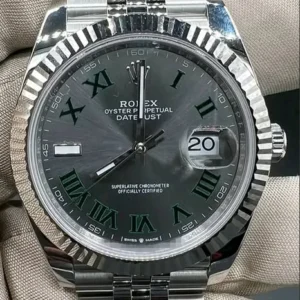Rolex Datejust 41 "Wimbledon" Slate Green Roman Dial 18k White Gold Fluted Bezel Jubilee Bracelet 126334 | 2025 New Full Set