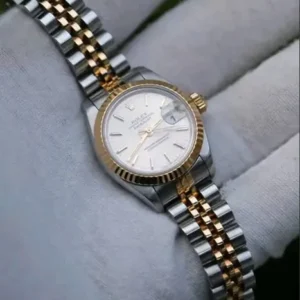 Rolex Lady-Datejust 26mm Silver Dial 18k Yellow Gold Fluted Bezel Two-Tone Jubilee Bracelet 69173 | Vintage 1998 U-Serial Complete Full Set