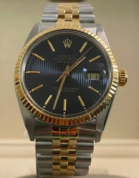 Rolex Datejust 36 Two-Tone Blue Tapestry Dial Jubilee Bracelet 16013 | Vintage 1986